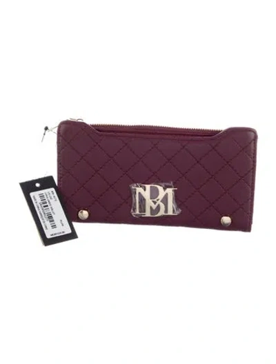 Pre-owned Badgley Mischka Leather Printed Continental Wallet W/ Tags In Burgundy