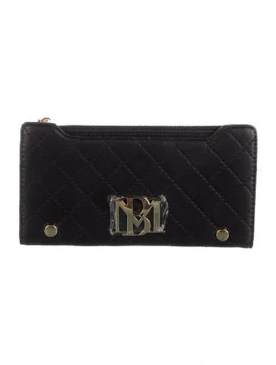 Pre-owned Badgley Mischka Leather Printed Wallet In Black