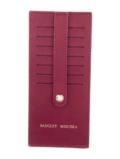 Pre-owned Badgley Mischka Leather Printed Wallet In Burgundy