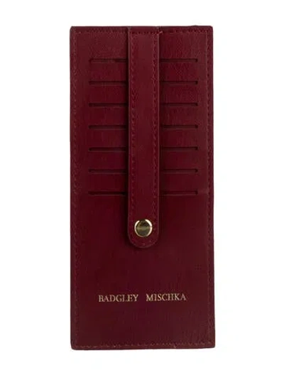 Pre-owned Badgley Mischka Leather Printed Wallet In Burgundy