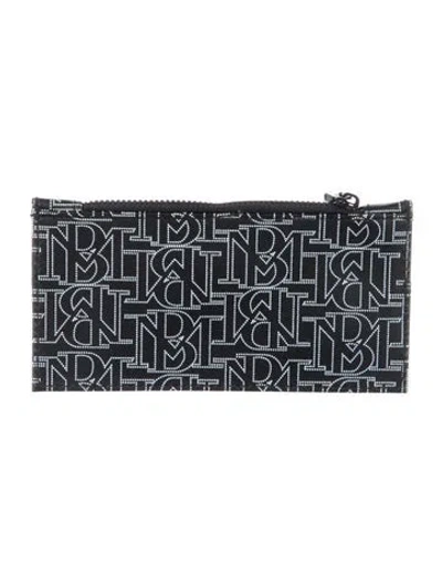 Pre-owned Badgley Mischka Leather Printed Wallet W/ Tags In Black