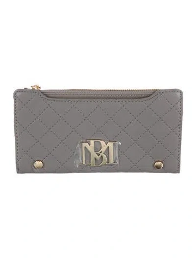 Pre-owned Badgley Mischka Leather Printed Wallet W/ Tags In Gray