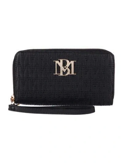 Pre-owned Badgley Mischka Leather Printed Wristlet In Black