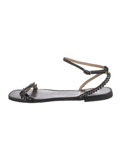 Pre-owned Badgley Mischka Leather Sandals In Black