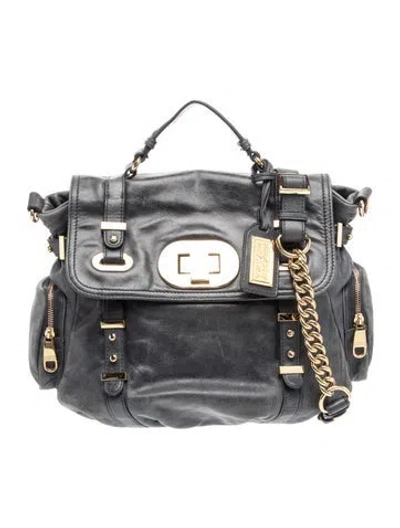 Pre-owned Badgley Mischka Leather Shoulder Bag In Grey