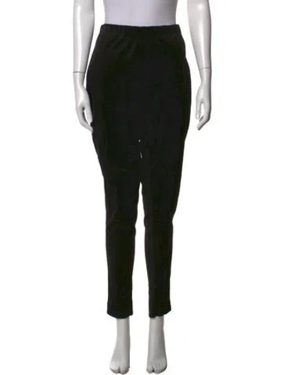 Pre-owned Badgley Mischka Leather Straight Leg Pants In Black