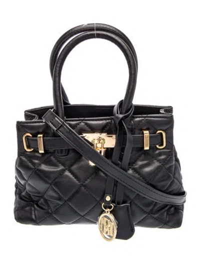 Pre-owned Badgley Mischka Leather Top Handle Bag In Black