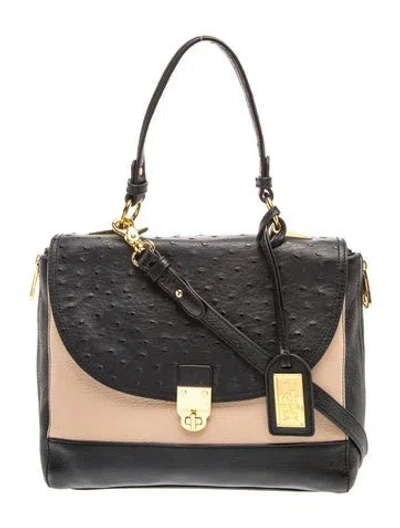 Pre-owned Badgley Mischka Leather Top Handle Bag In Black