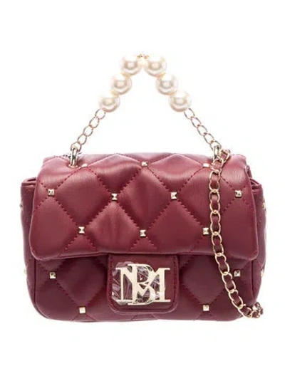 Pre-owned Badgley Mischka Leather Top Handle Bag In Burgundy