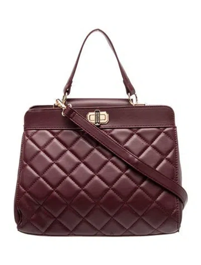 Pre-owned Badgley Mischka Leather Top Handle Bag Medium In Burgundy