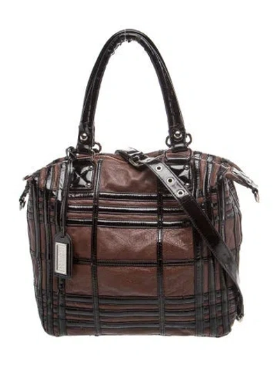 Pre-owned Badgley Mischka Leather Top Handle Bag In Purple