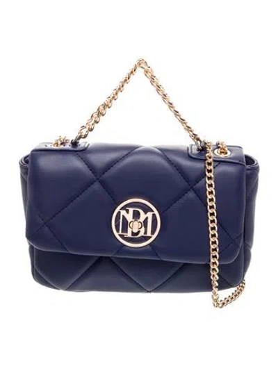 Pre-owned Badgley Mischka Leather Top Handle Bag W/ Tags In Blue
