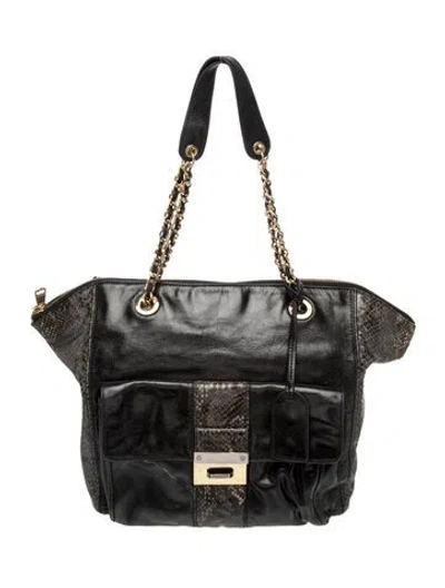 Pre-owned Badgley Mischka Leather Tote In Black