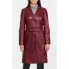 Badgley Mischka Leather Trench Coat In Brown
