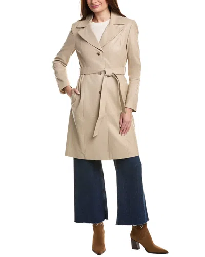 Badgley Mischka Leather Trench Coat In White
