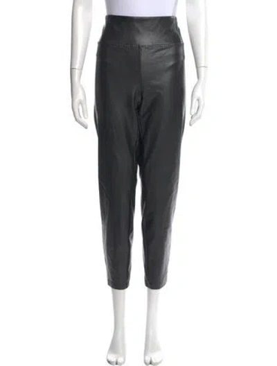 Pre-owned Badgley Mischka Leather Wide Leg Pants In Gray