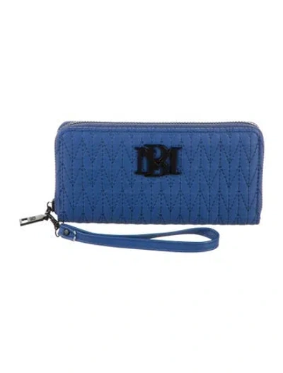 Pre-owned Badgley Mischka Leather Wristlet W/ Tags In Blue