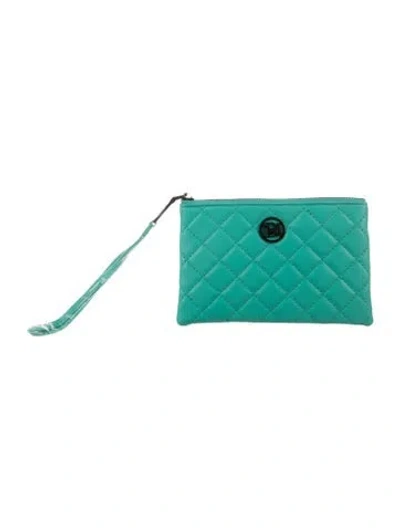 Pre-owned Badgley Mischka Leather Wristlet W/ Tags In Green