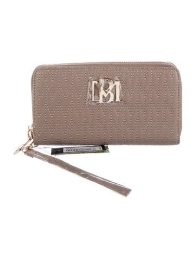 Pre-owned Badgley Mischka Leather Wristlet W/ Tags In Neutral