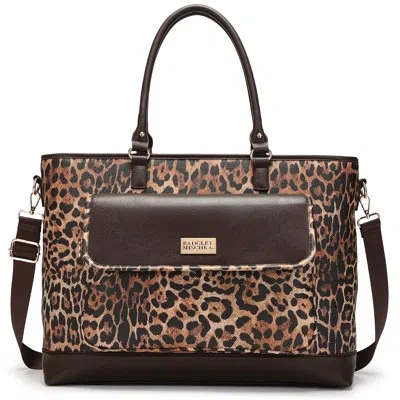 Badgley Mischka Leopard Lux 30l Weekender Duffel Bag With Laptop Pocket In Brown