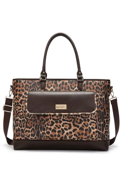 Badgley Mischka Leopard Lux Weekender Bag, Vegan Leather Duffel With Trolley Sleeve In Pink