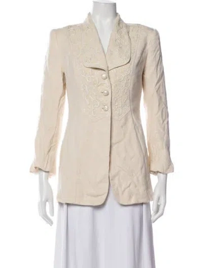 Pre-owned Badgley Mischka Linen Blazer In Neutrals