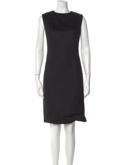 Pre-owned Badgley Mischka Linen Knee-length Dress In Black
