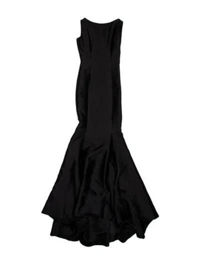 Pre-owned Badgley Mischka Linen Long Dress In Blue