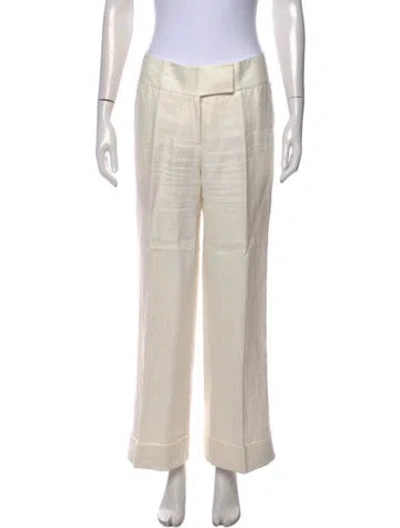 Pre-owned Badgley Mischka Linen Wide Leg Pants In Neutral