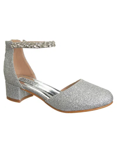 Badgley Mischka Little And Big Girls Glittery Dress Heel Sandals In Silver Glitter