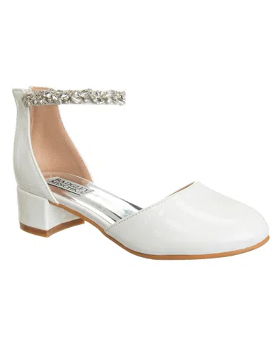 Badgley Mischka Little And Big Girls Glittery Dress Heel Sandals In White Patent