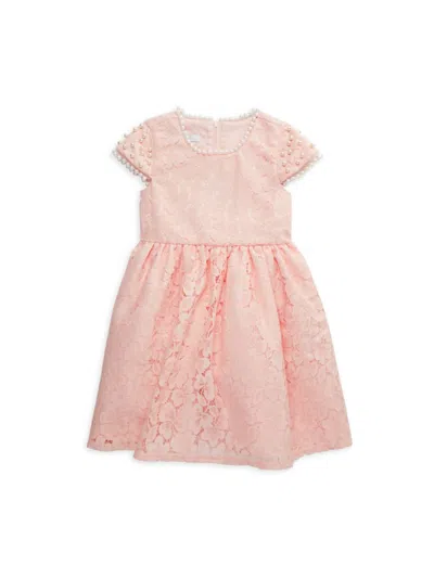 Badgley Mischka Kids' Little Girl's Ayla Embellished Lace Dress In Pink