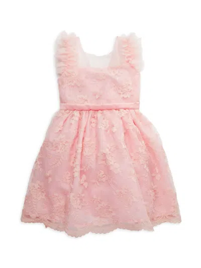 Badgley Mischka Kids' Little Girl's Ella Floral Mesh Dress In Pink