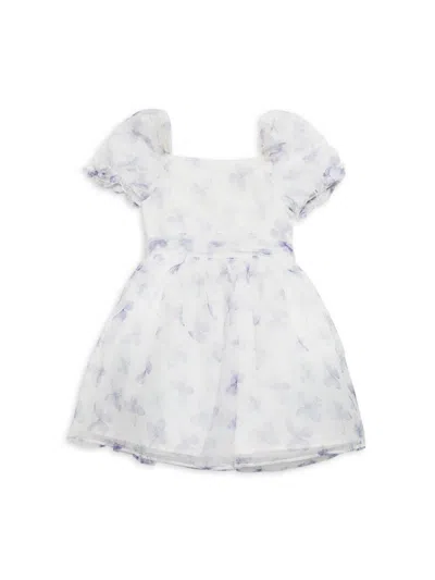 Badgley Mischka Babies' Little Girl's Kaylee Butterfly Print A-line Dress In White Multi