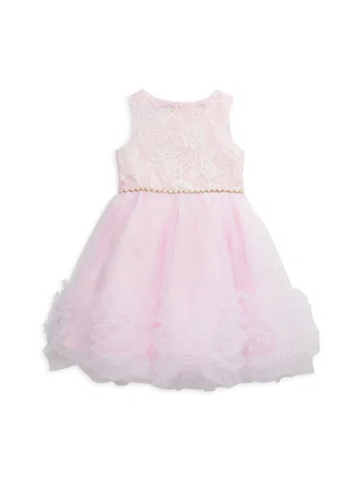 Badgley Mischka Kids' Little Girl's Kinsley Lace Dress In White Pink