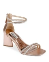 Badgley Mischka Lillie Metallic Crystal Ankle-cuff Sandals In Chmapgne