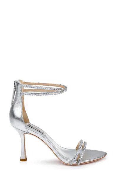Badgley Mischka Logan Mp7214 Heel Women's 9 Silver Ankle Strap Stiletto Khd232