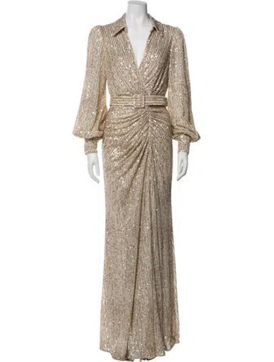 Pre-owned Badgley Mischka Long Dress In Gold
