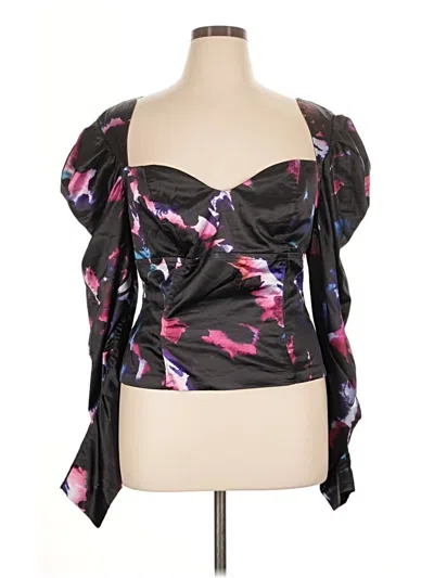 Pre-owned Badgley Mischka Long Sleeve Blouse In Black