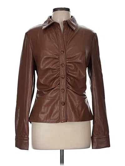 Pre-owned Badgley Mischka Long Sleeve Blouse In Brown