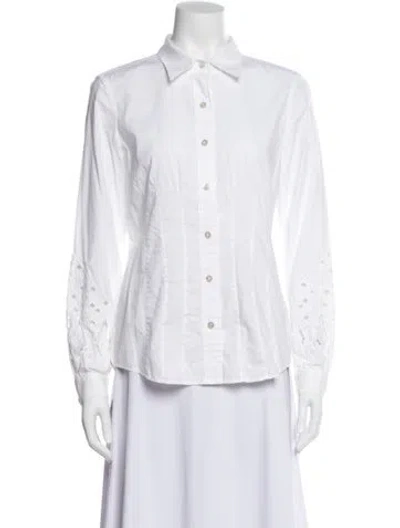 Pre-owned Badgley Mischka Long Sleeve Blouse In White