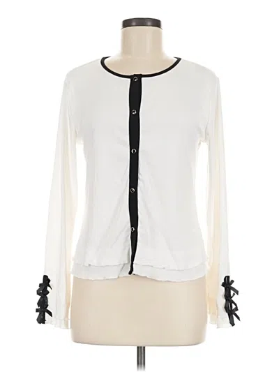Pre-owned Badgley Mischka Long Sleeve T-shirt In Ivory