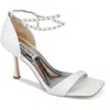 Badgley Mischka Women's Loretta Ankle Strap Embellished High Heel Pumps In White