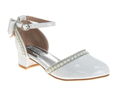 Badgley Mischka Collection Kids' Ankle Strap Pump In White Patent