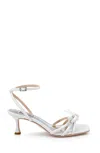 Badgley Mischka Loyalty Mp7223 Women 5.5 Kitten Heel Knot Detail Sandals Zpo1214 In White