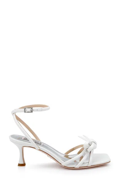Badgley Mischka Loyalty Mp7223 Women 5.5 Kitten Heel Knot Detail Sandals Zpo1214 In White