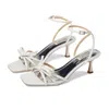 Badgley Mischka Loyalty Mp7223 Women 7.5 Knot Detail Kitten Heel Sandals Khd2511