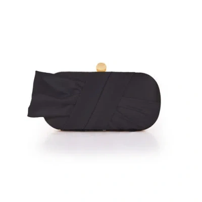 Badgley Mischka Margo Satin Tie Minaudiere In Black
