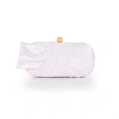 Badgley Mischka Margo Satin Tie Minaudiere In White
