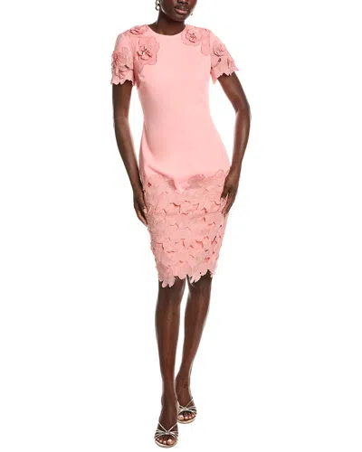 Badgley Mischka Mended Lace Hem Cocktail Dress In Red